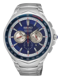 Outlet ⌛ Seiko 👗 Dress Stainless Steel Chronograph SRWZ21P-9 ⌚ Watch In Silver 🎁