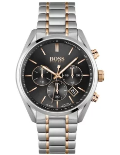 Top 10 🎉 HUGO BOSS Champion 44mm Two Tone Stainless Steel Chrono ⌚ Watch 1513819 🧨