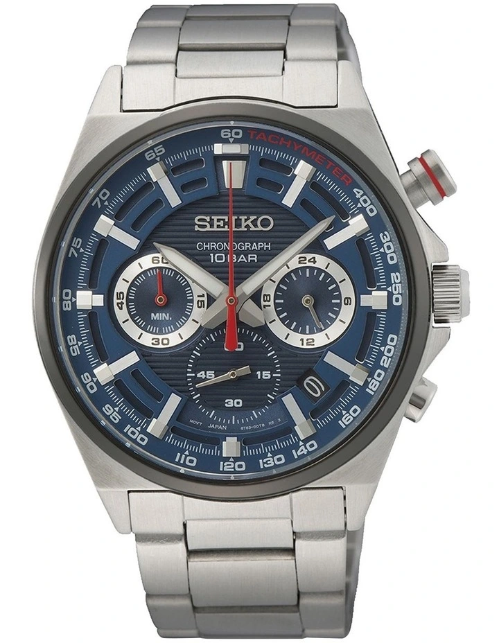 Best Sale β¨ Seiko Quartz Chronograph Blue Dial Silver β Watch SSB407P β