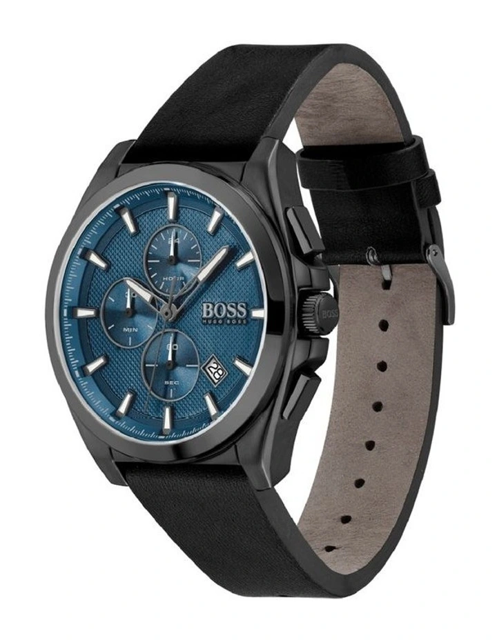 Best Sale π HUGO BOSS Grandmaster 46mm Black Leather Strap β Watch 1513883 π€© - Image 4