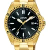 Budget 💯 Lorus Black Dial 39mm Gold Sports ⌚ Watch RH934MX-9 😍