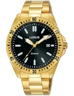Budget 💯 Lorus Black Dial 39mm Gold Sports ⌚ Watch RH934MX-9 😍