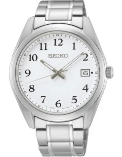Budget ⌛ Seiko Gents Daywear 100M White Dial Silver Quartz ⌚ Watch ❤️