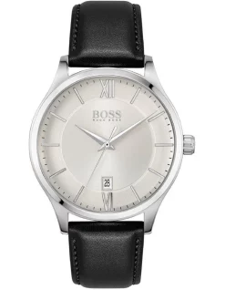 Best deal π HUGO BOSS Elite 41mm Stainless Steel Black Leather Band β Watch 1513893 π