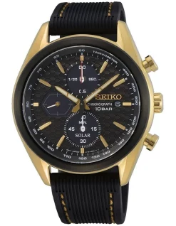 Buy 😀 Seiko Solar 41.4mm Black And Gold Chronograph ⌚ Watch SSC804P ✨