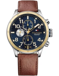 Promo 🥰 Tommy Hilfiger Leather ⌚ Watch In Blue 1791137 🧨