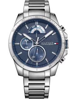 New 🧨 Tommy Hilfiger Decker Stainless Steel ⌚ Watch In Silver 1791348 🥰