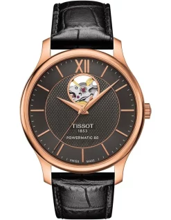Coupon ✔️ Tissot Tradition Powermatic 80 Open Heart T0639073606800 Automatic ⌚ Watch In Anthracite ✨
