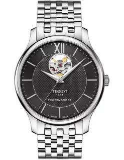 Brand new 👍 Tissot Tradition Powermatic 80 Open Heart T0639071105800 Automatic ⌚ Watch In Black 🎁
