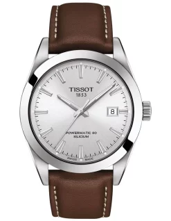 Cheap 🔥 Tissot Gentleman Powermatic 80 Silicium T1274071603100 Automatic ⌚ Watch In Silver ✨
