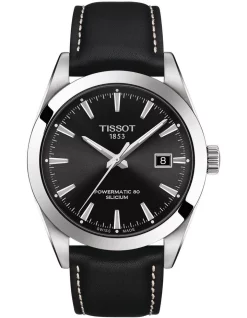 Cheap 👏 Tissot Gentleman Powermatic 80 Silicium T1274071605100 Automatic ⌚ Watch In Black 🔥