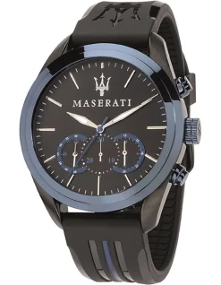 Promo 🤩 Maserati Traguardo 45mm Black ⌚ Watch R8871612006 ✨