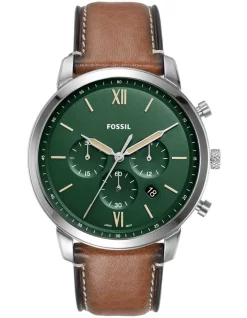 Discount 😉 Fossil Neutra Chronograph ⌚ Watch In Green/Brown 🧨