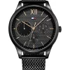 Cheapest ✨ Tommy Hilfiger Multi-Function Black Mesh Bracelet Men's ⌚ Watch 💯