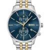 Brand new 🤩 Hugo Boss Associate Blue Dial Two Tone Stainless Steel Qtz Chrono ⌚ Watch 1513976 ⭐