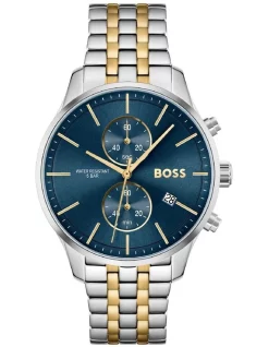 Brand new 🤩 Hugo Boss Associate Blue Dial Two Tone Stainless Steel Qtz Chrono ⌚ Watch 1513976 ⭐