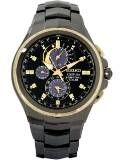 Best Pirce π Seiko Coutura 44mm Black/Gold Solar Chronograph Sports π Dress β Watch SSC573P π₯°