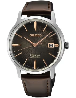 Wholesale ⌛ Seiko Presage Modern Cocktail Leather Automatic SRPJ17J ⌚ Watch In Brown 🧨
