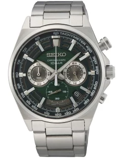 Best deal 🌟 Seiko Quartz Chronograph Green Dial Silver ⌚ Watch SSB405P 🧨