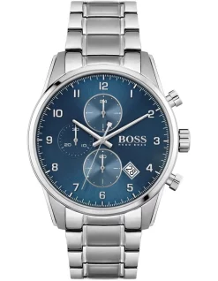 Best Sale 🔔 HUGO BOSS Skymaster 44mm Blue Steel ⌚ Watch 1513784 🥰