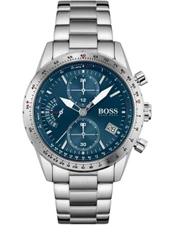 Brand new ✨ HUGO BOSS Pilot Edition Chrono 44mm Blue Stainless Steel ⌚ Watch 1513850 🧨