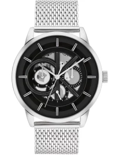 Wholesale 🔔 Calvin Klein Modern Skeleton Men's Qtz Multifunction ⌚ Watch 25200213 In Black/Stainless Steel 🧨