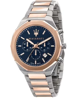 Promo 😉 Maserati Stile Chrono Two Tone Rose Stainless Steel Chronograph ⌚ Watch ⌛