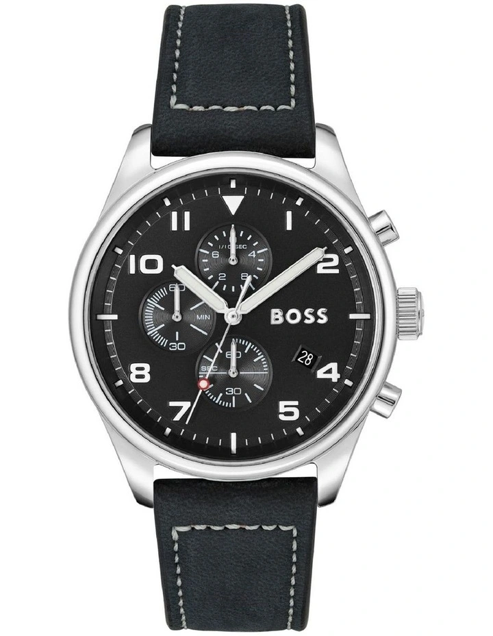 Budget π Hugo Boss View Black Leather Qtz Chrono β Watch 1513987 π