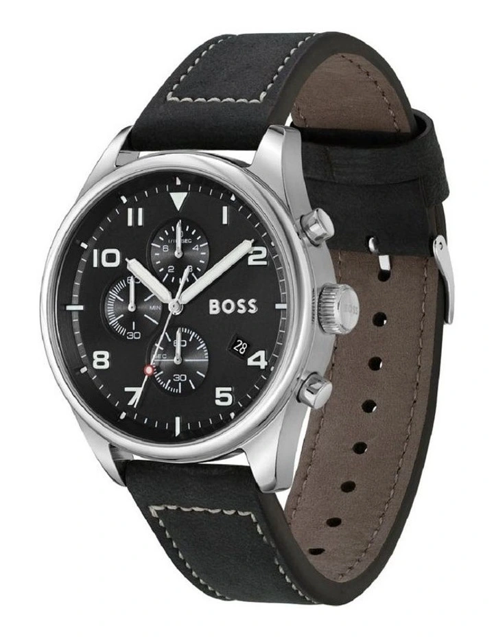 Budget π Hugo Boss View Black Leather Qtz Chrono β Watch 1513987 π - Image 2