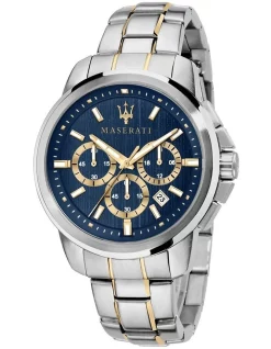 Deals 💯 Maserati Successo Blue Stainless Steel Chronograph ⌚ Watch R8873621016 🎁
